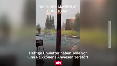 Hagelkörner zerstören Räikkönen-Anwesen und -Auto