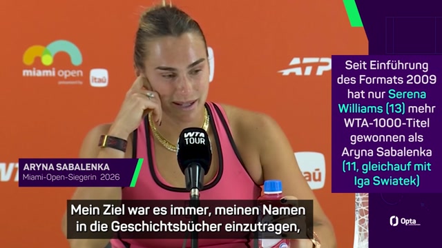 Sabalenka: "Name in den Geschichtsbüchern" Sabalenka: "Name in den Geschichtsbüchern"