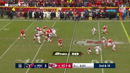 Kelce legt vor, Hunt vollendet zum Touchdown