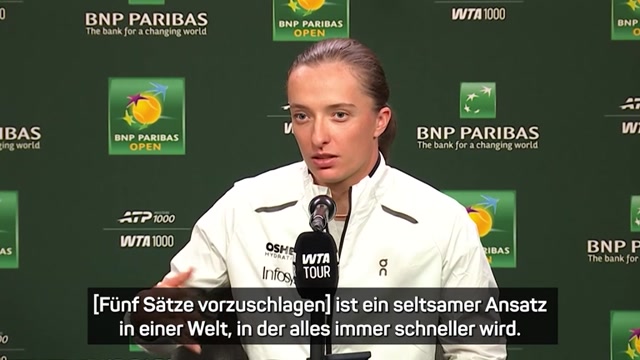 Swiatek: Fünf Sätze wären kein Fortschritt